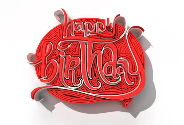 Render Happy Birthday Text Pen Tool Created Clipping Path Included — Stock Photo, Image
