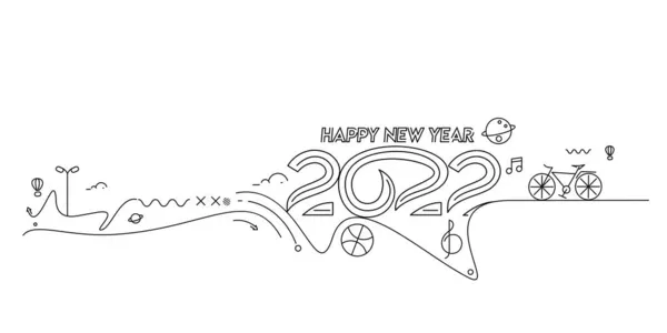 快乐新年2022文字与旅游世界设计图案 矢量图解 — 图库矢量图片