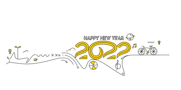 快乐新年2022文字与旅游世界设计图案 矢量图解 — 图库矢量图片