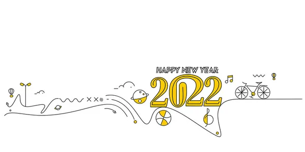 Happy New Year 2022 Text Travel World Design Patter Vector — Stock Vector