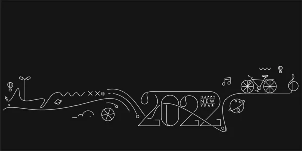 Feliz Año Nuevo 2022 Texto Con Mundo Los Viajes Diseño — Vector de stock