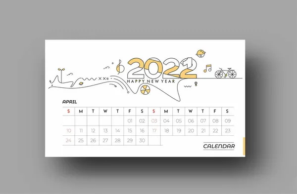 Feliz Ano Novo 2022 Fevereiro Calendário Ano Novo Elementos Design —  Vetores de Stock