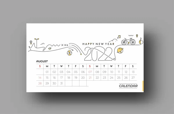 Frohes Neues Jahr 2022 Februar Kalender Neujahr Feiertagselemente Für Feiertagskarten — Stockvektor