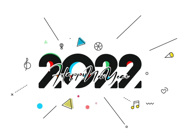 Szczęśliwego Nowego Roku 2022 Tekst Typografia Wzór Projektu Wektor Ilustracji — Wektor stockowy