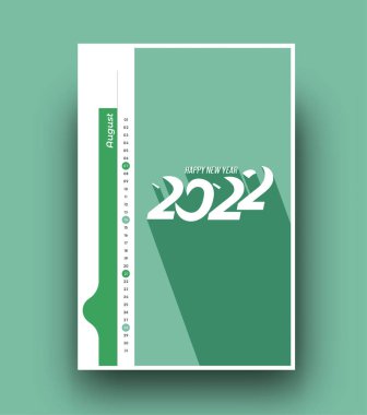 Mutlu yıllar 2022 Takvimi - Noel kartları için yeni yıl tasarım unsurları, dekorasyon için takvim afişi, Vektör İllüstrasyon Arkaplanı.
