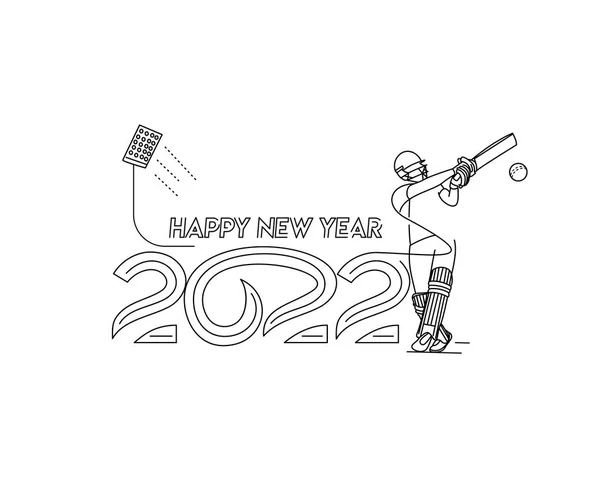 Bonne Année 2022 Cricket Champions Fond Ligue — Image vectorielle