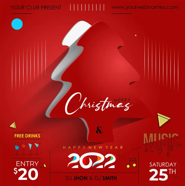 クリスマス音楽パーティーイベントフライヤーポスター2022年 — ストックベクタ