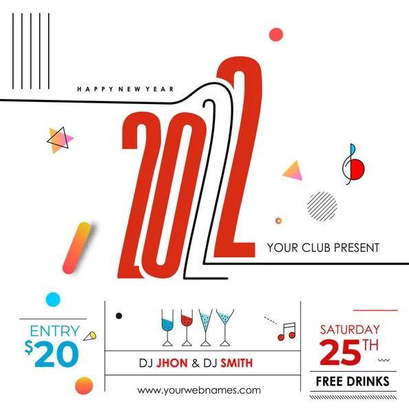 Silvester Musik Party Event Flyer Poster Für 2022 — Stockvektor