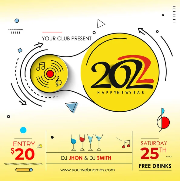 Nowy Rok Wigilia Muzyka Impreza Plakat Ulotka Dla 2022 — Wektor stockowy