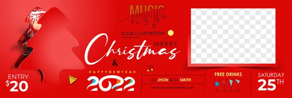 New Year Christmas Music Party Event Web Banner 2022 — Stock Vector