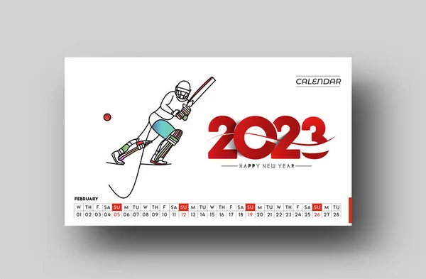 2023 Februar Kalender Frohes Neues Jahr Design — Stockvektor
