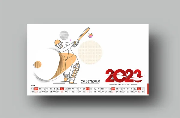 2023 Juli Kalender Frohes Neues Jahr Design — Stockvektor