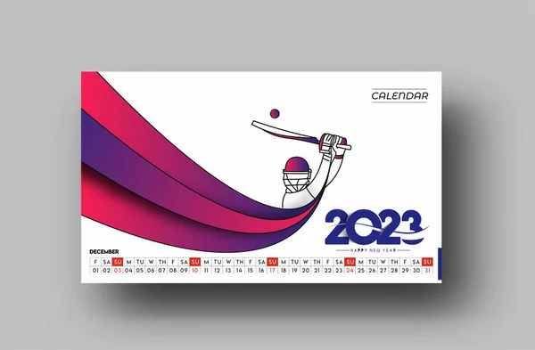 2023 Dicembre Calendario Felice Anno Nuovo Design — Vettoriale Stock