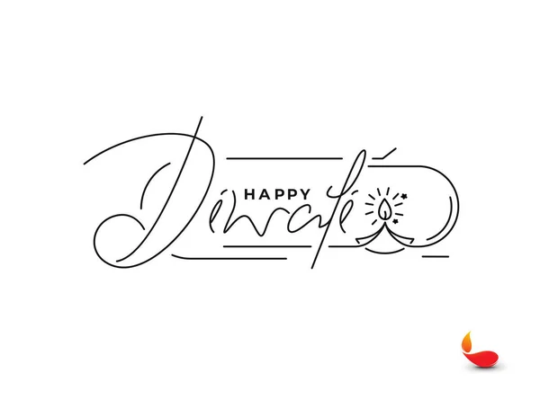 Happy Diwali Text Design Abstract Vector Illustration — Stock Vector