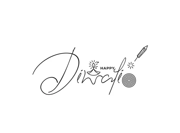 Joyeux Design Texte Diwali Illustration Vectorielle Abstrait — Image vectorielle