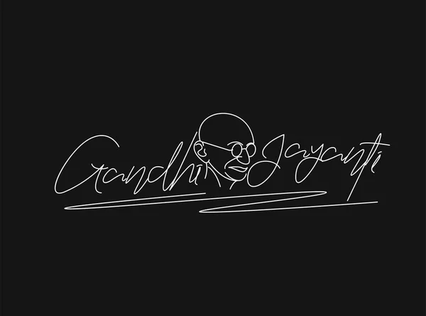 Gandhi Jayanti Desea Octubre Con Mahatma Gandhi Lineart Text Design — Archivo Imágenes Vectoriales