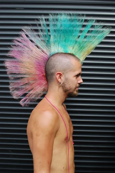 renkli punk saçlı youmg adam potrait