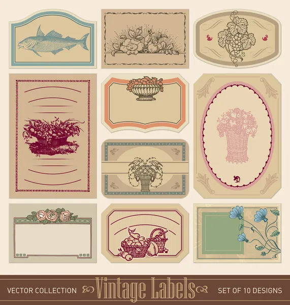 Conjunto de etiquetas vintage adornado de 10 (vector ) — Vector de stock