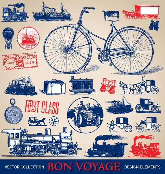 Vintage reizen verzameling illustraties (vector) — Stockvector