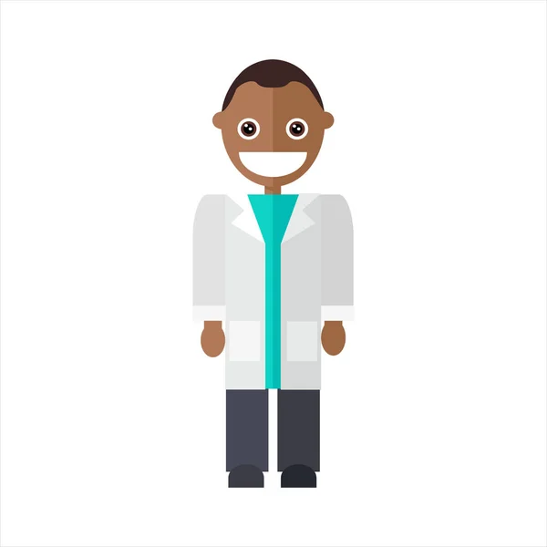 黑人医生穿着医疗服的医生 — 图库矢量图片