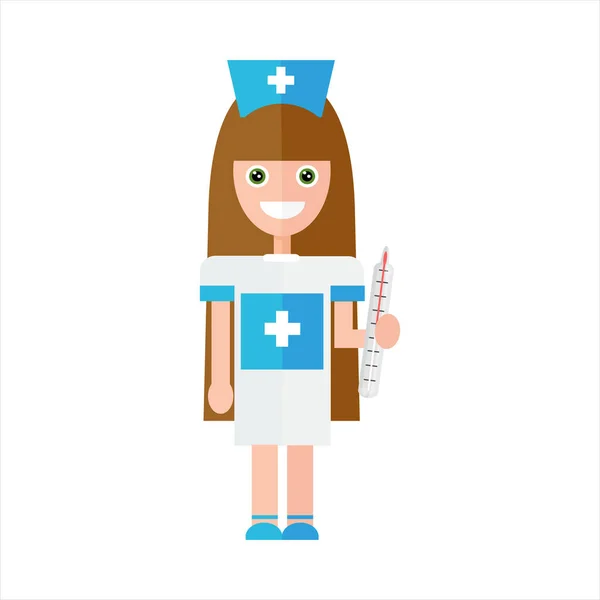 Krankenschwester mit Thermometer. — Stockvektor