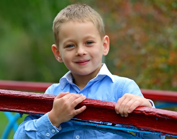 Photo session of boy in a municipal park — Stock Photo, Image