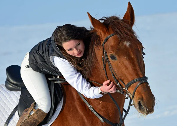 Girl with a horse — Stock Photo, Image