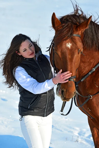 Menina com um cavalo — Fotografia de Stock