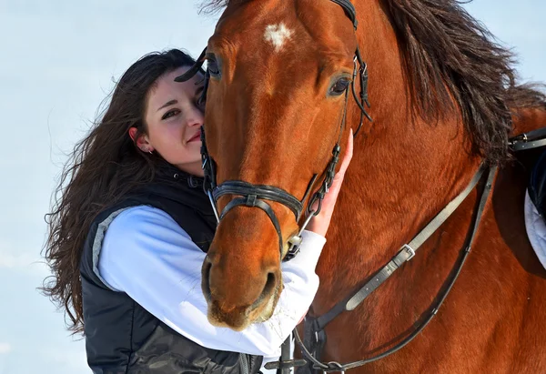 Girl with a horse — Stock Photo, Image