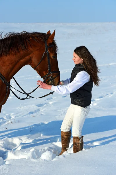 Menina com um cavalo — Fotografia de Stock