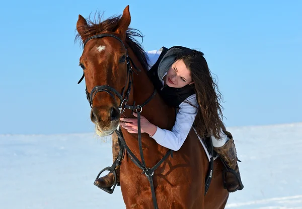 Menina com um cavalo — Fotografia de Stock