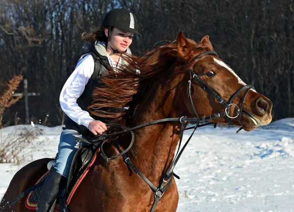 Fille avec cheval — Photo