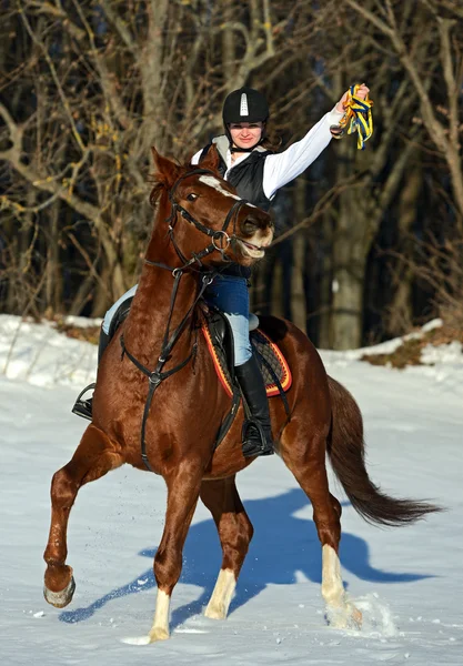 Menina com cavalo — Fotografia de Stock