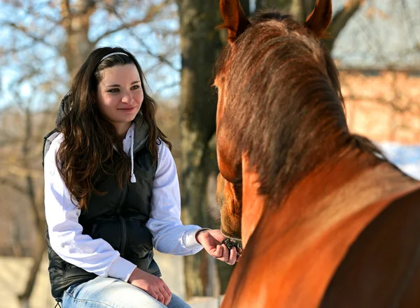 Menina com cavalo — Fotografia de Stock