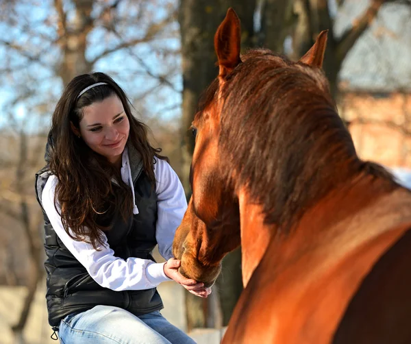 Ragazza con cavallo — Foto Stock