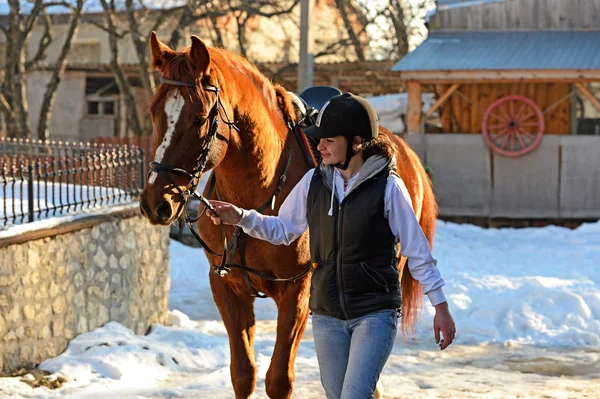 Menina com cavalo — Fotografia de Stock