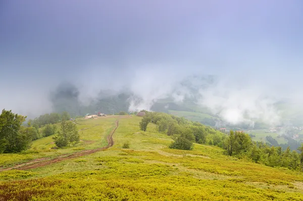 Starker Nebel in den Bergen — Stockfoto