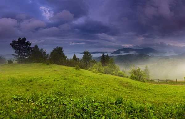 Wieczorny krajobraz w górach. Ukraina. — Zdjęcie stockowe