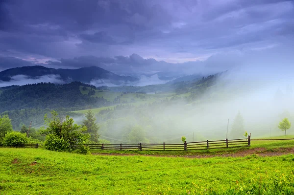 Paysage printanier en montagne Carpates — Photo