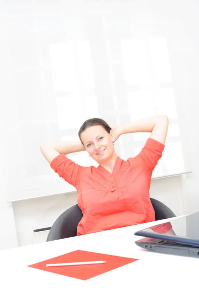 Real attractive businesswoman in her office — Stock Photo, Image