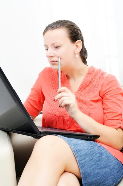 Real businesswoman with notebook in her office — Stock Photo, Image