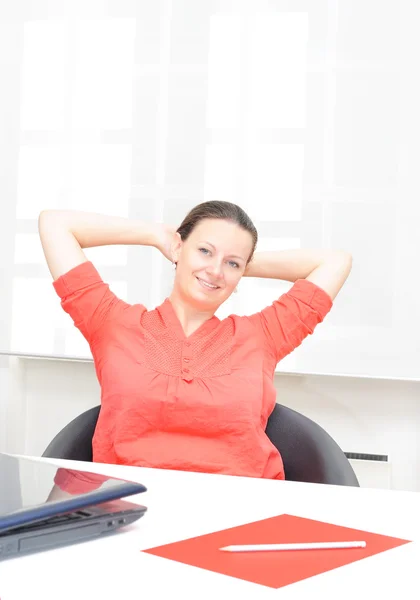 Real attractive businesswoman in her office — Stock Photo, Image