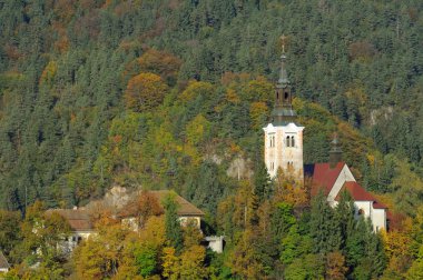 Manastırda ile eski ortaçağ kilise bled, Slovenya