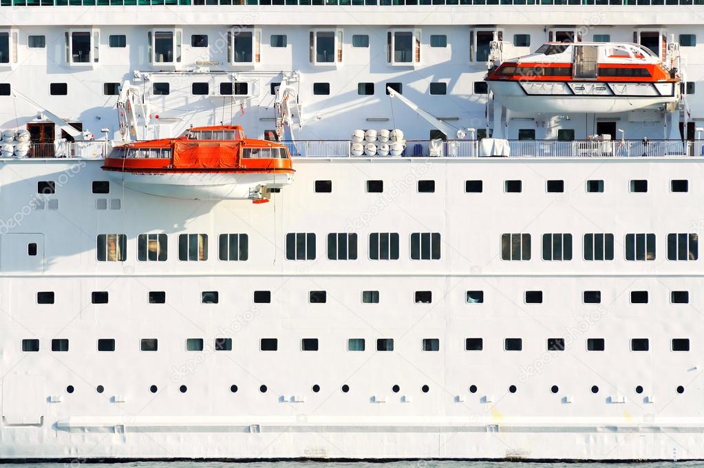 Lifeboats on moder cruise ship