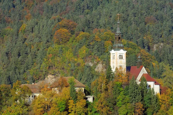 Igreja medieval em Bled — Fotografia de Stock