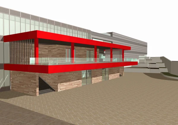 3D renderização de edifício moderno exterior — Fotografia de Stock