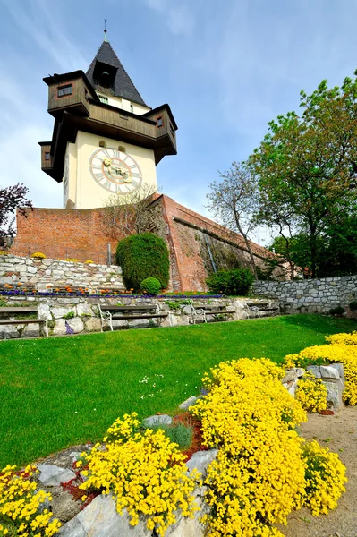 Old clock tower in the city of Graz, Austria — Stock Photo, Image