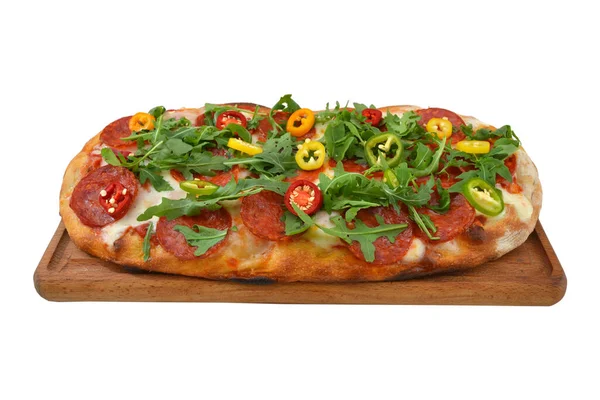 Pizza Romana Italienne Traditionnelle Servie Sur Assiette Bois — Photo