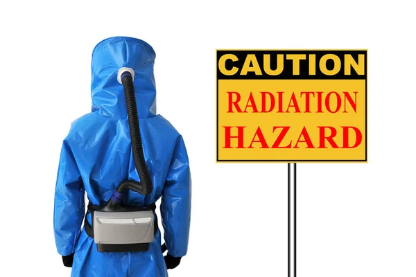 Segnale Avvertimento Pericolo Radiazioni Fondo Bianco — Foto Stock