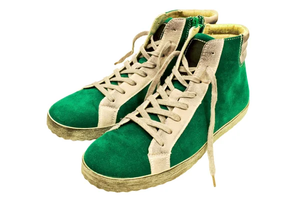 緑のスエードのための半靴 ストックフォト